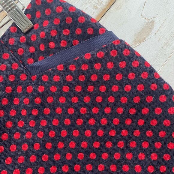 TALBOTS polka dot Pencil Skirt Red navy blue wool blend preppy cute sz 8 EUC - Picture 9 of 14